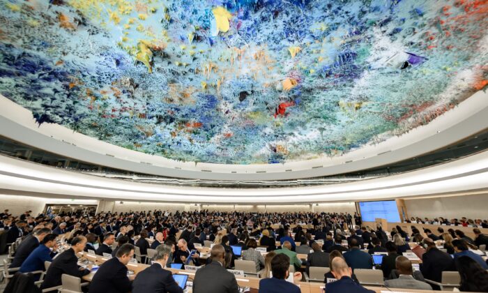 Les délégués assistent à l'ouverture de la session annuelle principale du Conseil des droits de l'homme des Nations unies le 24 février 2020 à Genève. -(Fabrice Coffrini/AFP via Getty Images)