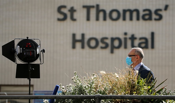 L'hôpital St Thomas dans le centre de Londres le 7 avril 2020, où le Premier ministre britannique Boris Johnson était en soins intensifs avec les symptômes du nouveau coronavirus . (Photo : ISABEL INFANTES/AFP via Getty Images)