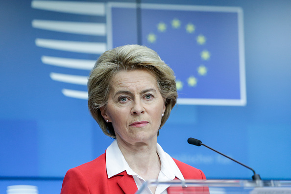 Ursula von der Leyen présentera le plan de relance le 27 mai. (Photo : ARIS OIKONOMOU/AFP via Getty Images)
