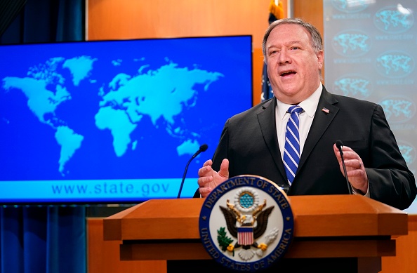 Le chef de la diplomatie américaine Mike Pompeo lors d'une conférence de presse à Washington. DC, le 6 mai 2020. (Photo : KEVIN LAMARQUE/POOL/AFP via Getty Images)
