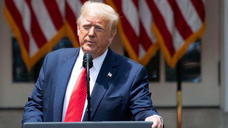Le président américain Donald Trump s'exprime dans la roseraie de la Maison-Blanche à Washington le 16 juin 2020. (Saul Loeb/AFP via Getty Images) 