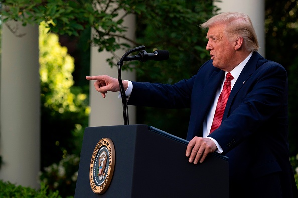 -Le président américain Donald Trump prononce une conférence de presse au Rose Garden de la Maison Blanche à Washington, DC, le 14 juillet 2020. Photo de JIM WATSON / AFP via Getty Images.
