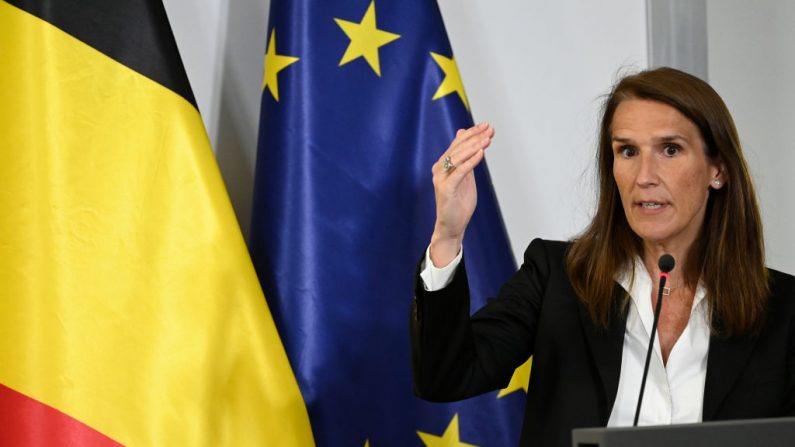 Sophie Wilmès, Premier Ministre Belge (Photo by DIRK WAEM/BELGA MAG/AFP via Getty Images)