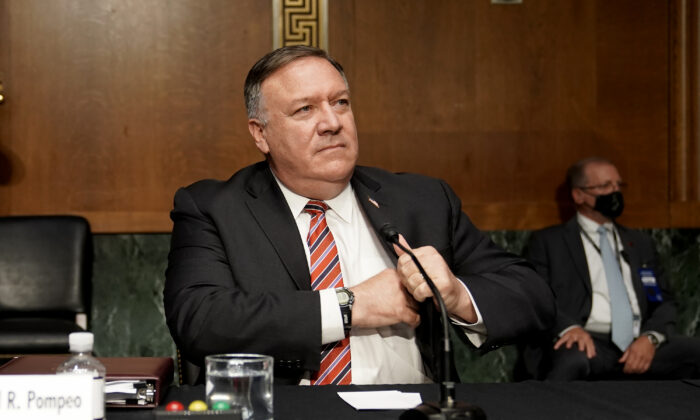 Le secrétaire d'État Mike Pompeo lors d'une audition de la Commission sénatoriale des relations étrangères à Washington, le 30 juillet 2020. (Greg Nash-Pool/Getty Images)
