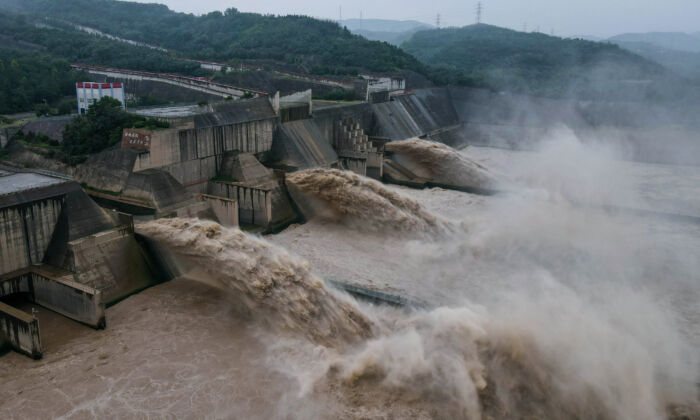 Water is released from the Xiaolangdi Reservoir Dam on the Yellow River in Luoyang, China, on July 19, 2020. (STR/AFP via Getty Images)