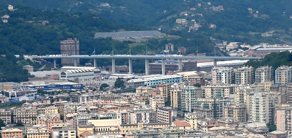 -Une vue du nouveau pont de San Giorgio le jour de l'inauguration le 3 août 2020 à Gênes. Photo by Andreas SOLARO / AFP via Getty Images.