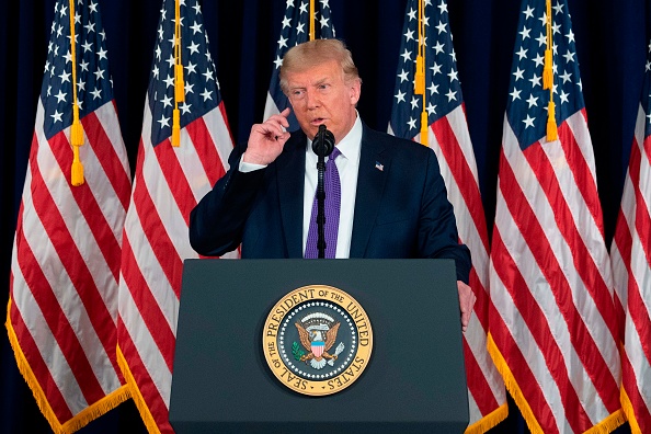 -Le président américain Donald Trump lors de sa conférence de presse dans le New Jersey, le 15 août 2020. Photo par JIM WATSON / AFP via Getty Images.
