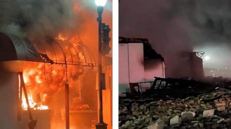 Le magasin de matelas magiques de Sue et Keith à Kenosha, Wisconsin, incendié par des pyromanes. (GoFundMe)
