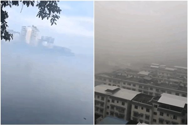 Une fuite de gaz s'est produite dans le district de Wutongqiao à Leshan, dans le Sichuan, et tout le district a été enveloppé d'un épais brouillard le 18 août 2020. (photo fournie par une personne interviewée)