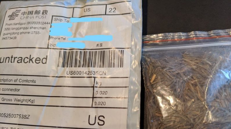 Les paquets de graines qu'un résident de New York a reçus dans un colis postal provenant de la Chine, fichier photo (Fournie à Epoch Times)