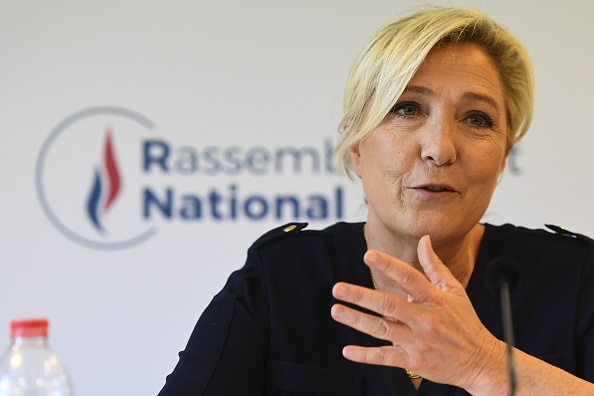 Marine Le Pen lors d'une conférence de presse le 28 juillet 2020. (Photo CHRISTOPHE ARCHAMBAULT/AFP via Getty Images)