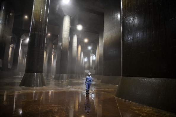 -Appelé le « Parthénon » souterrain du Japon, un complexe caverneux chargé de protéger Tokyo et ses environs contre les inondations, le 3 septembre 2020. Photo Charly Triballeau / AFP via Getty Images.