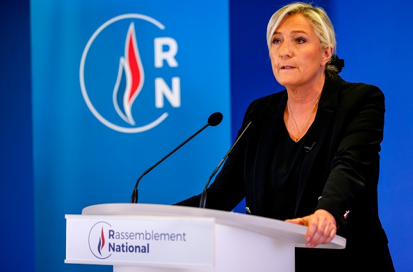 Marine Le Pen présidente du Rassemblement à Nanterre. (Photo : THOMAS SAMSON/AFP via Getty Images)