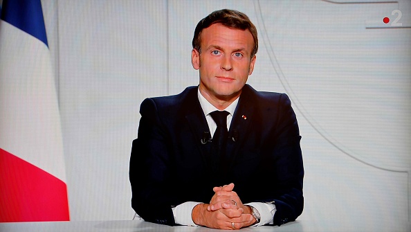 Le Président Emmanuel Macron lors de son allocution télévisée à Paris le 28 octobre 2020. (Photo : LUDOVIC MARIN/AFP via Getty Images)