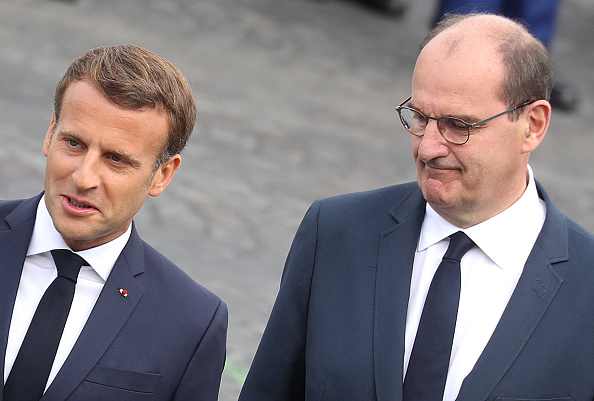 Le Président Emmanuel Macron et le Premier ministre Jean Castex.  (Photo : LUDOVIC MARIN/POOL/AFP via Getty Images)