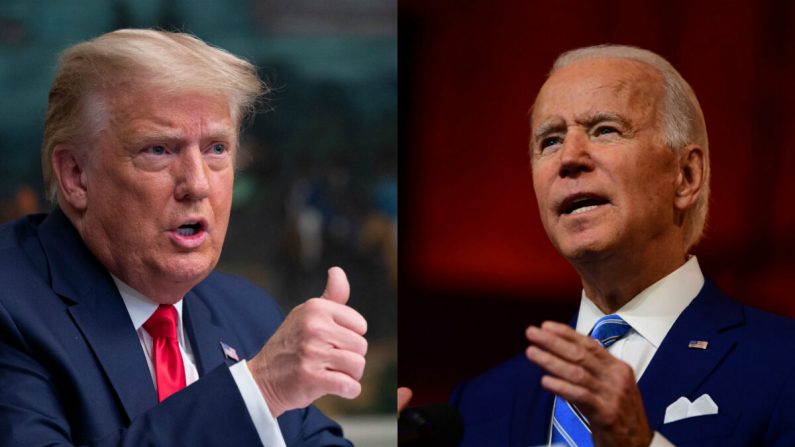 Le président Donald Trump, à gauche, et le candidat démocrate à la présidence Joe Biden. (Getty Images)