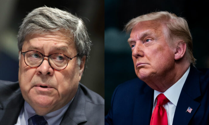 Le procureur général William Barr, à gauche, et le président américain Donald Trump en photo. (Getty Images)