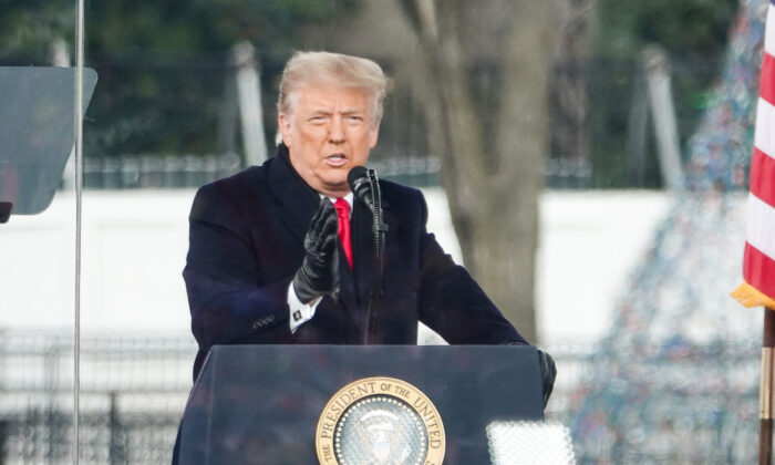 L'ancien président américain Donald Trump lors du rassemblement « halte à la fraude » à Washington le 6 janvier 2021. (Jenny Jing/The Epoch Times)