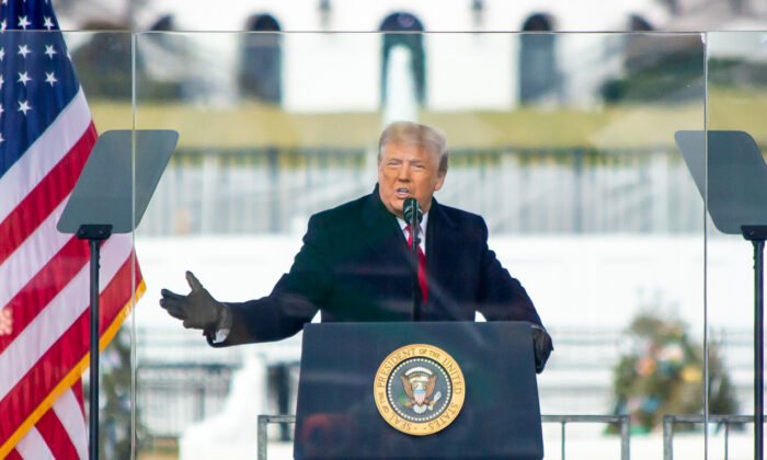 Le président américain Donald Trump lors du rassemblement Save America à Washington le 6 janvier 2021. (Lisa Fan/Epoch Times)