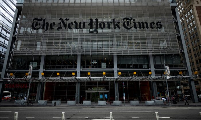 Les locaux du New York Times à New York City, le 30 juin 2020. (JOHANNES EISELE/AFP via Getty Images)