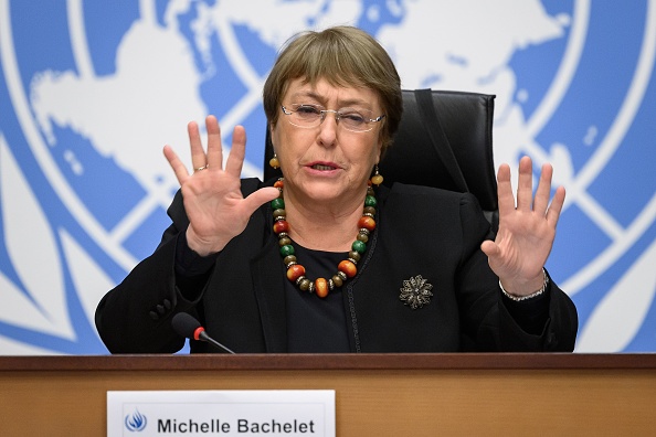-La Haut-Commissaire des Nations Unies aux droits de l'homme, Michelle Bachelet, regrette que les violences faites aux femmes restent un grave problème dans la société turque. Photo Fabrice Coffrini / AFP via Getty Images.
