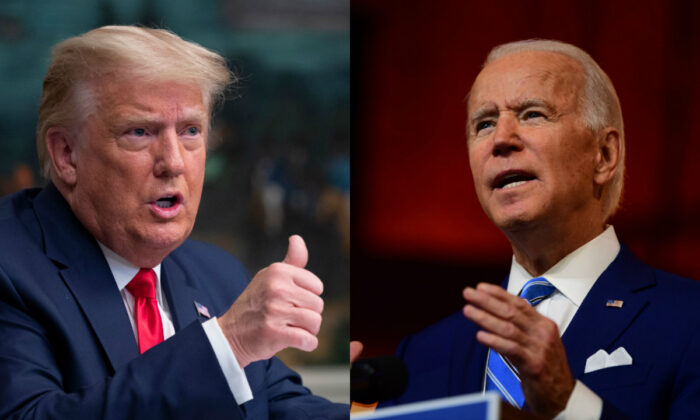 Le président Donald Trump, à gauche, et le candidat démocrate à la présidence Joe Biden, en photo. (Getty Images)