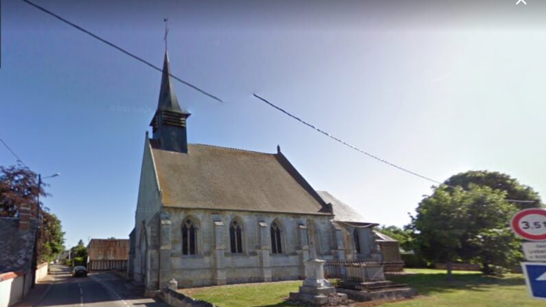 L'église de Romilly-la-Puthenaye avant l'incendie du 17 avril 2021. (Googlemaps)