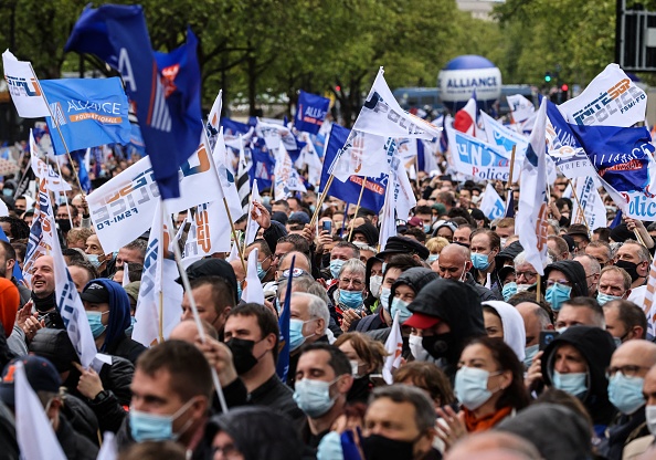 Manifestation de policiers à Paris le 19 mai 2021. (Photo THOMAS COEX/AFP via Getty Images)
