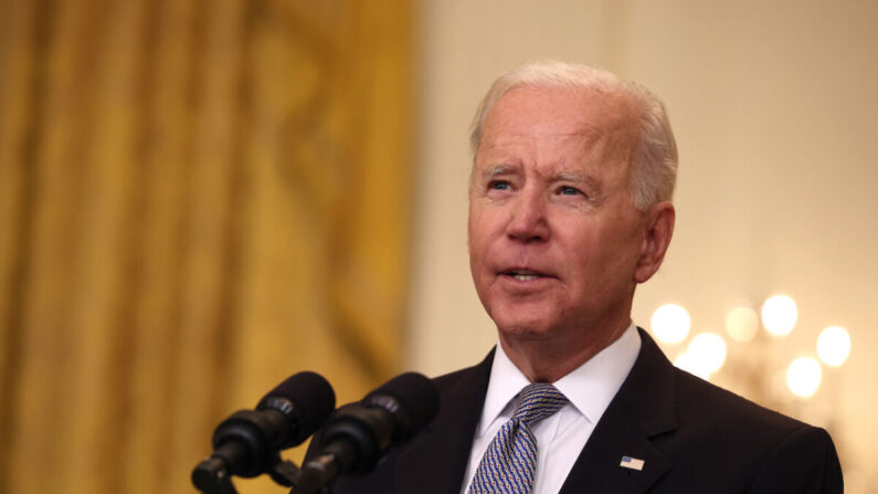 Le président Joe Biden s'exprime à la Maison Blanche à Washington, le 17 mai 2021. (Anna Moneymaker/Getty Images)
