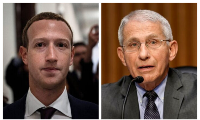 Mark Zuckerberg et le Dr Anthony Fauci (Brendan Smialowski/AFP/Getty Images ; Greg Nash-Pool/Getty Images)
