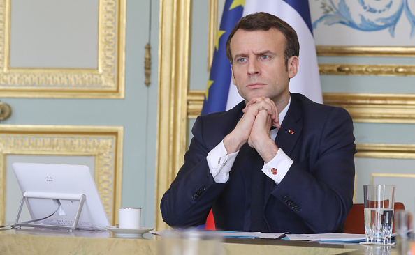 Le Président Emmanuel Macron à l'Élysée. (Photo :  LUDOVIC MARIN/POOL/AFP via Getty Images)
