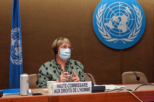 -La Haut-Commissaire des Nations Unies aux droits de l'homme, Michelle Bachelet, le 21 juin 2021 à Genève. Photo de Fabrice COFFRINI / AFP via Getty Images.