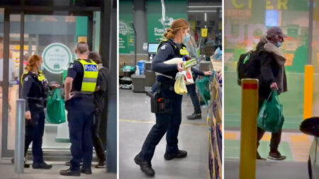 Deux officiers de police affrontent un sans-abri devant un magasin, mais lui réservent une surprise