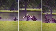 Une caméra embarquée dévoile la police sautant dans un étang pour sauver la vie d’un enfant porté disparu