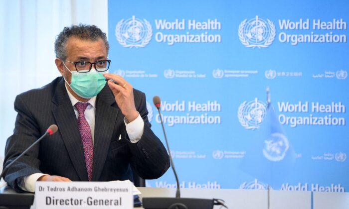 Tedros Adhanom Ghebreyesus, chef de l'Organisation mondiale de la santé (OMS), lors d'une réunion au siège de l'OMS à Genève, le 24 mai 2021 (Laurent Gillieron/AFP via Getty Images)