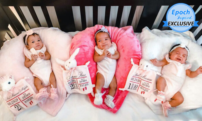 Les triplées Aria, Sienna et Lilah sont nées lors d'une grossesse à haut risque après que leur mère, Christine Taala, a subi trois fausses couches. (Avec l'aimable autorisation de Christine Taala)

