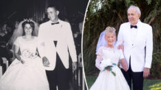 Un ancien combattant de l’armée de l’air et sa femme fêtent 59 ans de mariage et recréent les photos de leur union