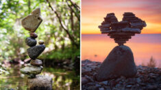 Un photographe crée d’incroyables compositions de pierres en équilibre dans des cours d’eau et sur des plages en Suède