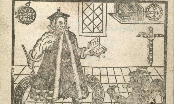Illustration gravée sur bois du Docteur Faust et d'un diable, tirée de la page de titre d'une édition de 1620 de "L'histoire tragique du Docteur Faust" de Christopher Marlowe. (Domaine public)