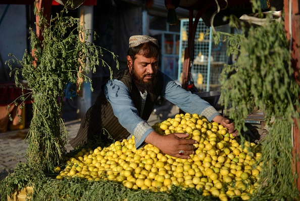 Un vendeur de citrons attend des clients à Kandahar, le 30 septembre 2021. 
(Photo : JAVED TANVEER/AFP via Getty Images)