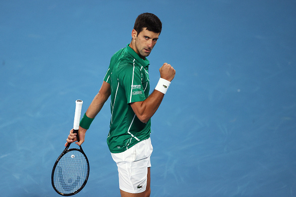 Novak Djokovic pendant son match de finale du simple messieurs contre Dominic Thiem d'Autriche lors de la quatorzième journée de l'Open d'Australie 2020 au Melbourne Park le 02 février 2020. (Photo : Graham Denholm/Getty Images)