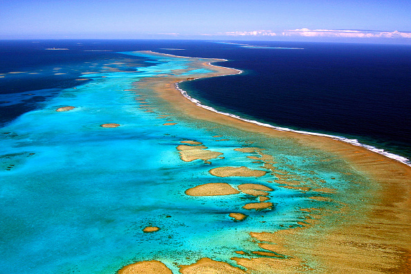 La barrière de corail de Nouvelle-Calédonie, l'une des plus vastes au monde et le déclin de la biodiversité y est l'un des plus élevé au monde, selon des experts. Photo MARC LE CHELARD/AFP via Getty Images.