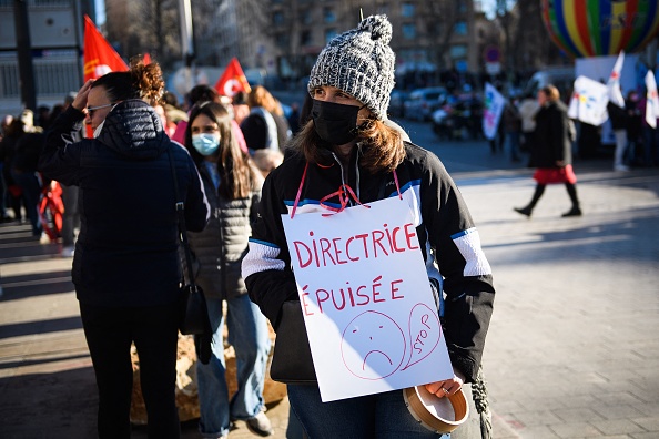 Manifestation des enseignants à Marseille, le 13 janvier 2022. (Photo : CLEMENT MAHOUDEAU/AFP via Getty Images)