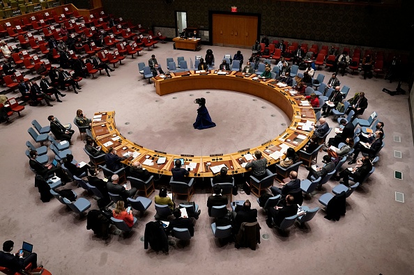 -Réunion d'urgence du Conseil de sécurité de l'ONU sur la crise ukrainienne, à New York, le 21 février 2022. Photo de TIMOTHY A. CLARY/AFP via Getty Images.