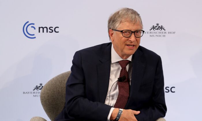 Bill Gates, coprésident de la Fondation Bill & Melinda Gates, s'exprime lors d'un débat d'experts à la Conférence sur la sécurité de Munich 2022, à Munich, en Allemagne, le 18 février 2022. (Alexandra Beier/Getty Images)