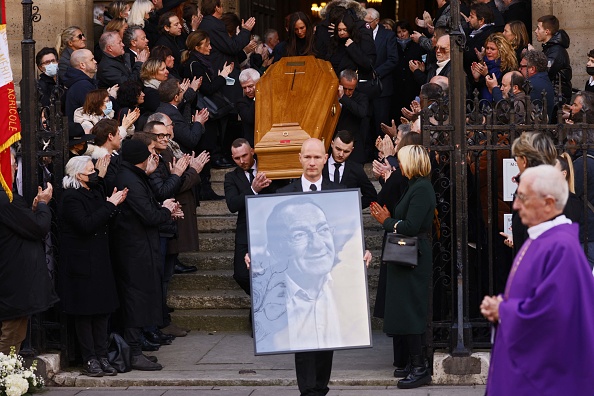 Les obsèques de Jean-Pierre Pernaut à la basilique Sainte-Clothilde  à Paris, le 9 mars 2022. (Photo by THOMAS SAMSON/AFP via Getty Images)