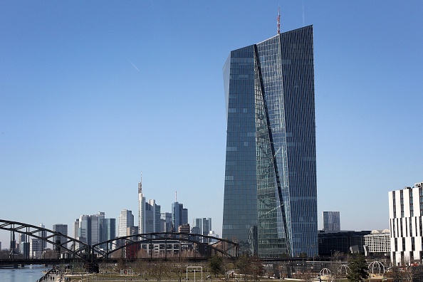 Le siège de la Banque centrale européenne à Francfort-sur-le-Main, dans l'ouest de l'Allemagne, le 10 mars 2022. Photo de Daniel ROLAND / AFP via Getty Images.