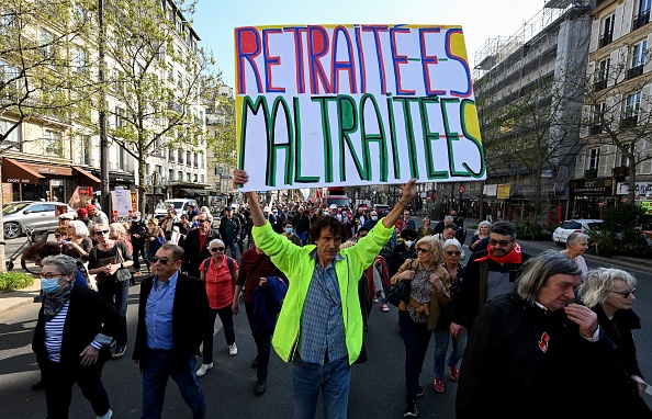 Mobilisations  contre la réforme des retraites à Paris, le 24 mars 2022. (Photo : EMMANUEL DUNAND/AFP via Getty Images)