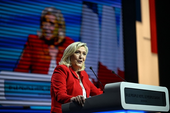 Marine Le Pen, candidate à la présidence du Rassemblement national.   (CHRISTOPHE SIMON/AFP via Getty Images)