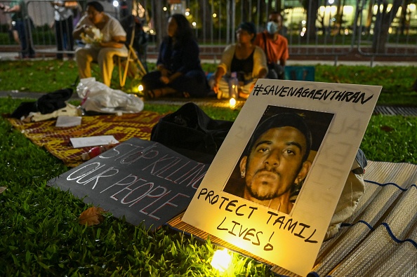 Veillée pour le ressortissant malaisien Nagaenthran K. Dharmalingam, condamné à mort pour trafic d'héroïne à Singapour, le 25 avril 2022. Photo de ROSLAN RAHMAN /AFP via Getty Images.